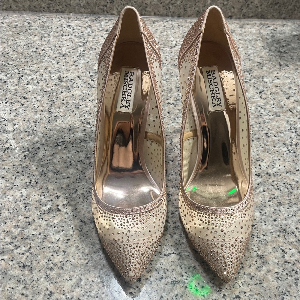 Badgley Mischka Sparkling Gold Heels